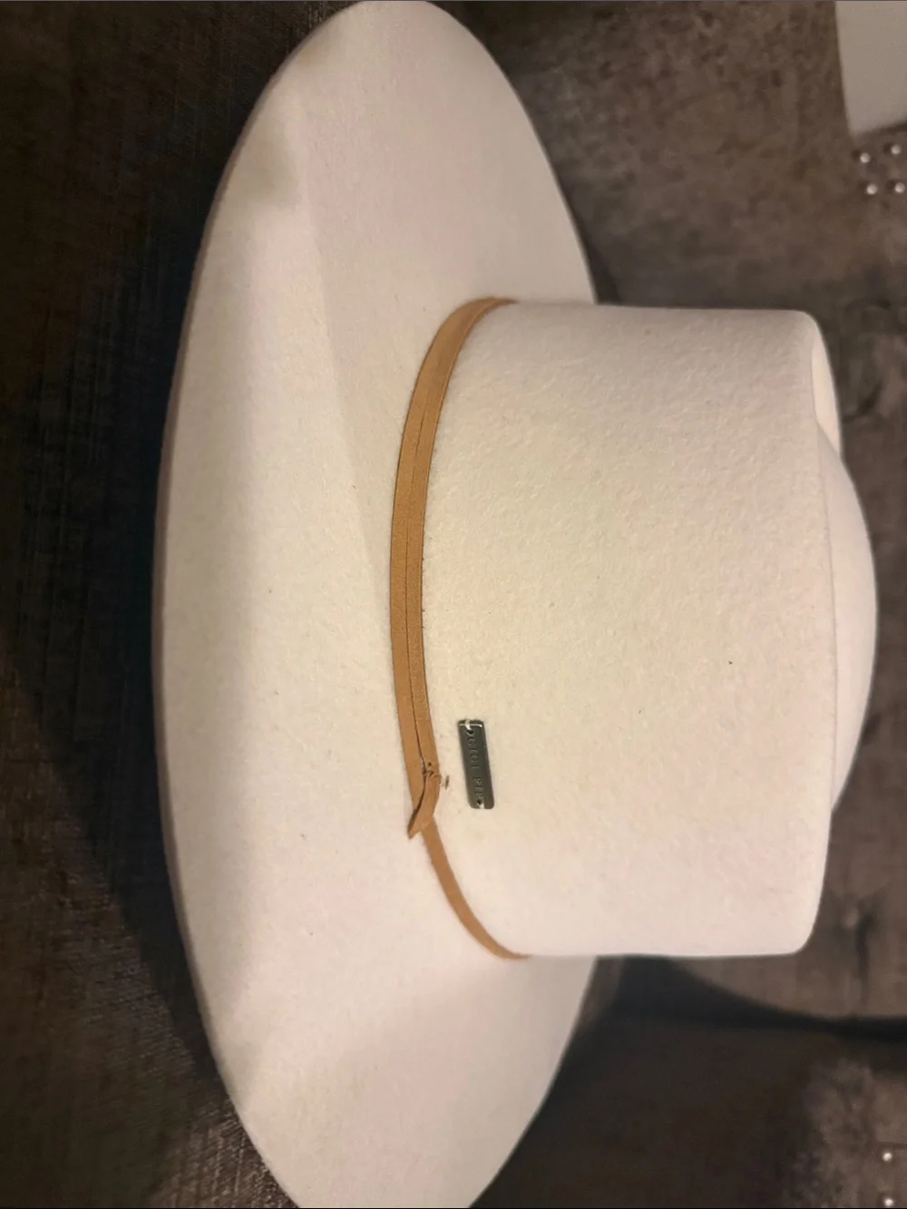 GIGI PIP Cream Wide-Brim Felt Hat with Tan Band